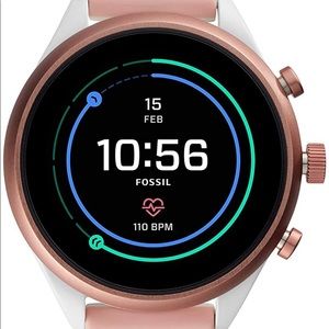 Fossil Women's Sport Metal and Silicone Touchscreen Smartwatch & Charging Cord